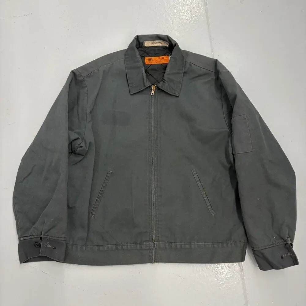 Vintage 70s Dickies Grey Canvas Workwear Mechanics Jacket
